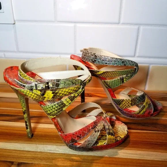 Jimmy Choo Snakeskin Heels size 38 1/2 (8.5 US) - Picture 2 of 13
